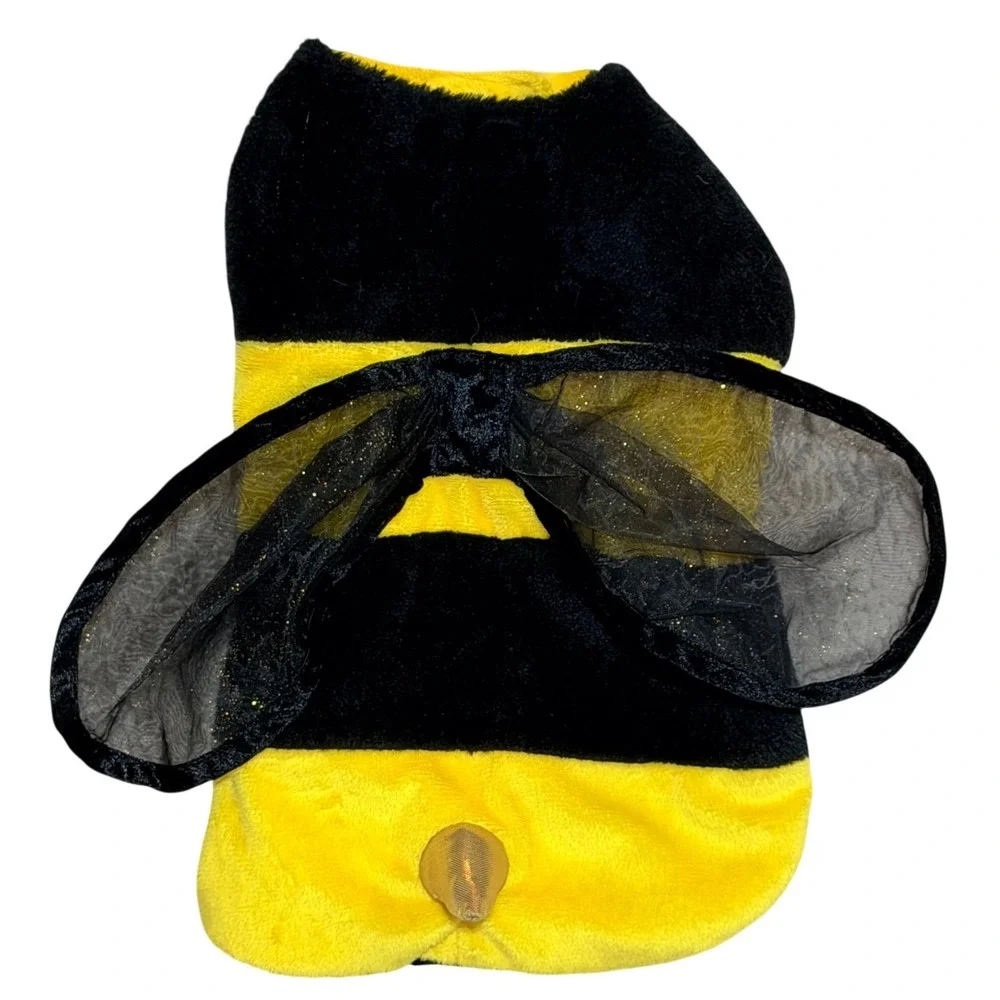 Pooch-a-lini Bumble Bee Pet Costume Small Yellow Black Plush Glitter Wings Bee